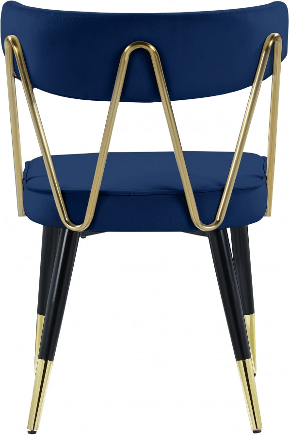 Rheingold Velvet Upholstered Dining Chair in Blue, Set of 2 - 854Navy-C