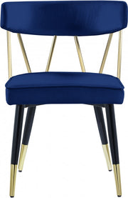 Rheingold Velvet Upholstered Dining Chair in Blue, Set of 2 - 854Navy-C