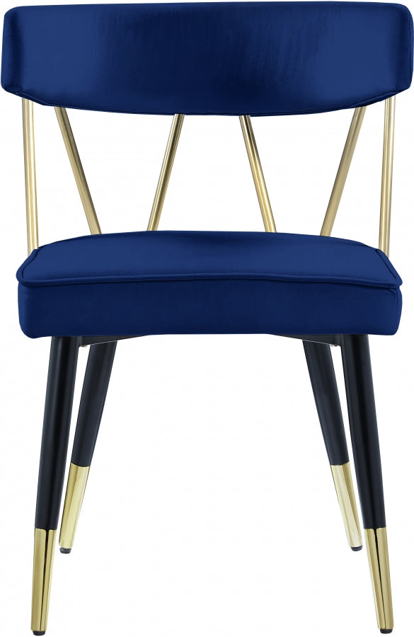Rheingold Velvet Upholstered Dining Chair in Blue, Set of 2 - 854Navy-C