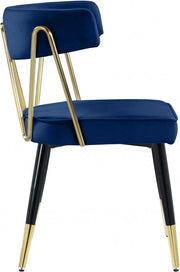 Rheingold Velvet Upholstered Dining Chair in Blue, Set of 2 - 854Navy-C