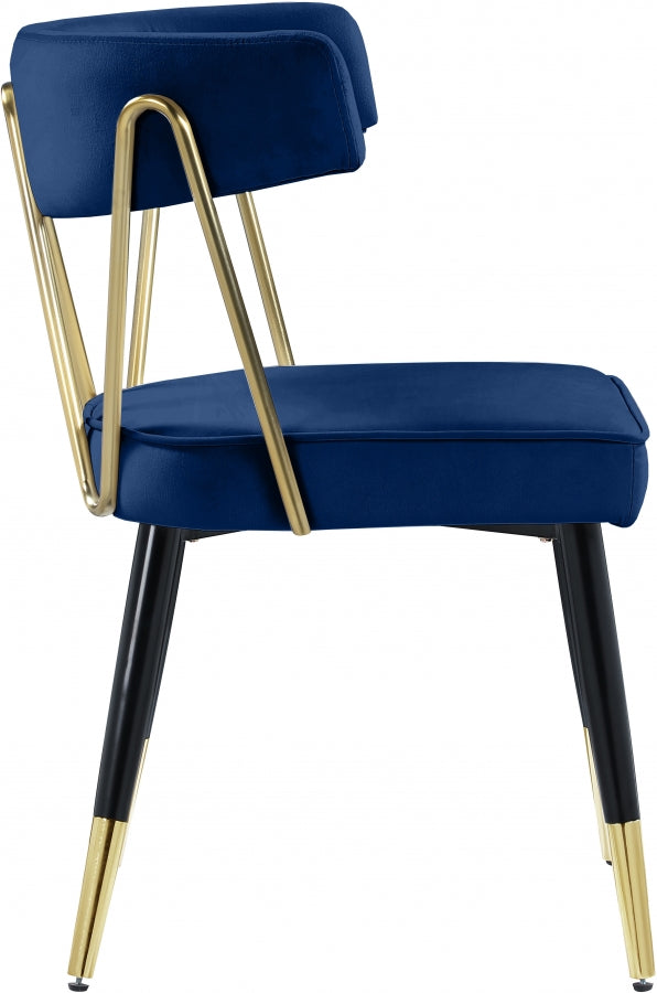 Rheingold Velvet Upholstered Dining Chair in Blue, Set of 2 - 854Navy-C