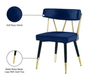 Rheingold Velvet Upholstered Dining Chair in Blue, Set of 2 - 854Navy-C