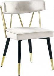 Rheingold Velvet Upholstered Dining Chair in Cream, Set of 2 - 854Cream-C