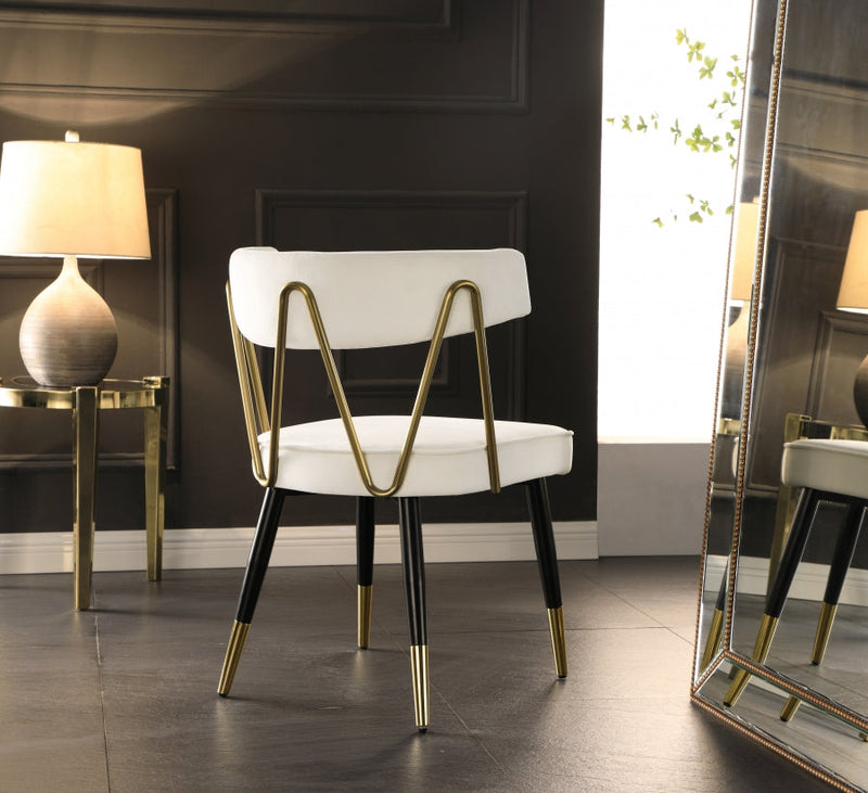 Rheingold Velvet Upholstered Dining Chair in Cream, Set of 2 - 854Cream-C