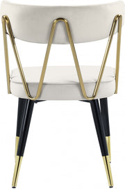 Rheingold Velvet Upholstered Dining Chair in Cream, Set of 2 - 854Cream-C