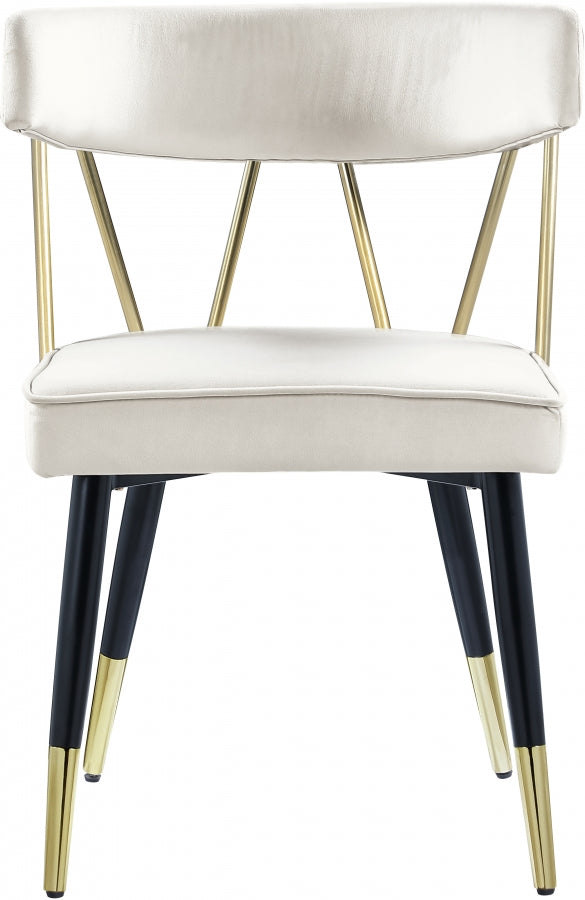 Rheingold Velvet Upholstered Dining Chair in Cream, Set of 2 - 854Cream-C