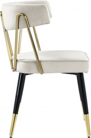 Rheingold Velvet Upholstered Dining Chair in Cream, Set of 2 - 854Cream-C