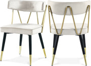 Rheingold Velvet Upholstered Dining Chair in Cream, Set of 2 - 854Cream-C