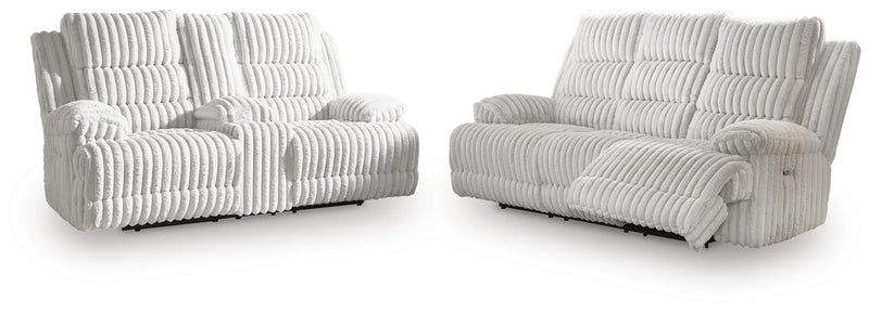 Rhines Falls Alloy Power Reclining Sofa and Loveseat - PC42804U1