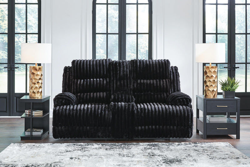 Rhines Falls Onyx Power Reclining Loveseat with Console - PC4280596