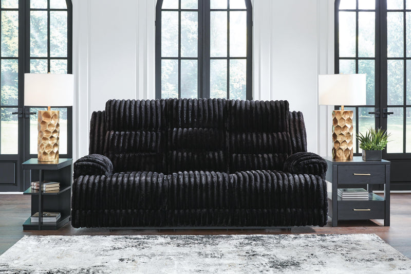 Rhines Falls Onyx Power Reclining Sofa with Drop Down Table - PC4280599