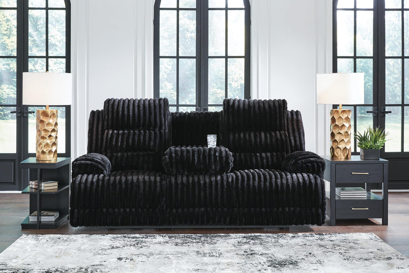 Rhines Falls Onyx Power Reclining Sofa with Drop Down Table - PC4280599