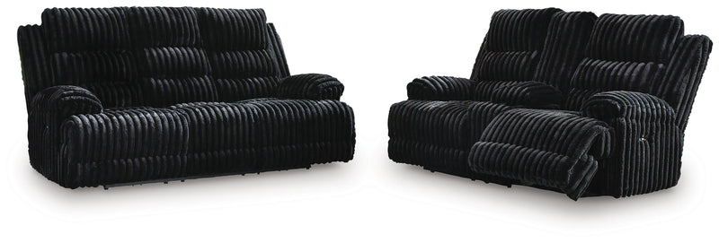 Rhines Falls Sofa and Loveseat in Onyx - PKG024692