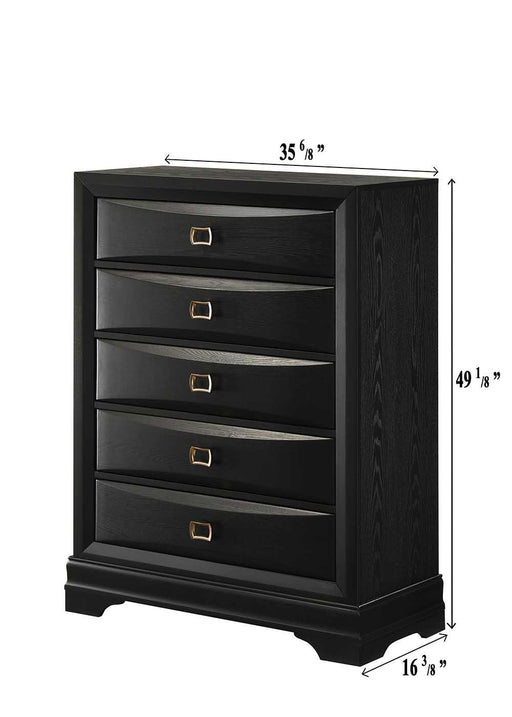Rhodes - 5 Drawers Black Chest - B315-C