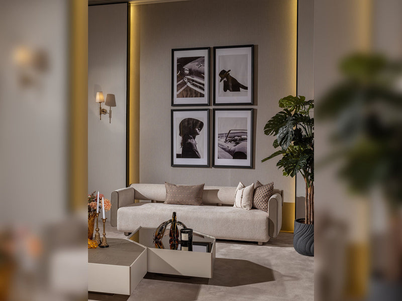 Ricamo 4-pieces (2 Four Seater Sofa & 2 Chair) Livingroom in Cream - 200-GAB-RIC-4411
