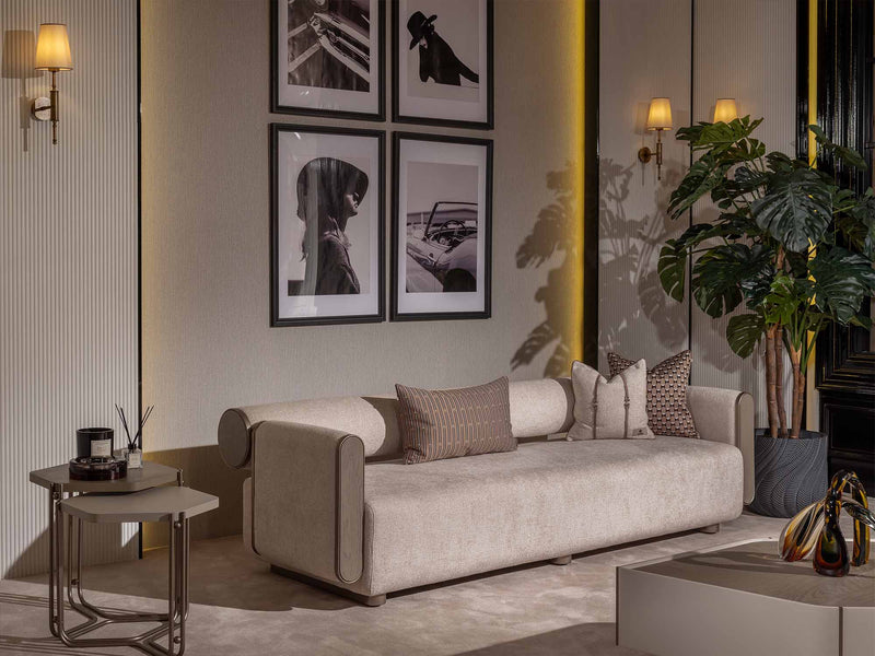 Ricamo 4-pieces (2 Four Seater Sofa & 2 Chair) Livingroom in Cream - 200-GAB-RIC-4411