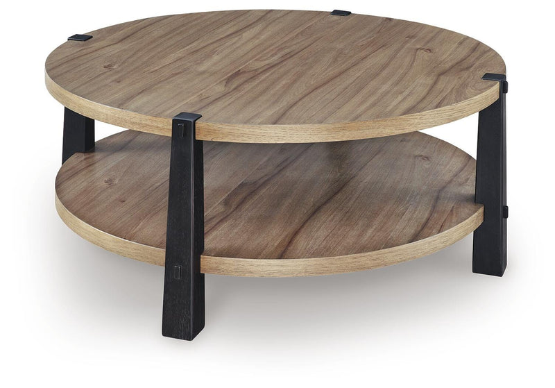 Ridgester Light Brown/Black Coffee Table - T518-8