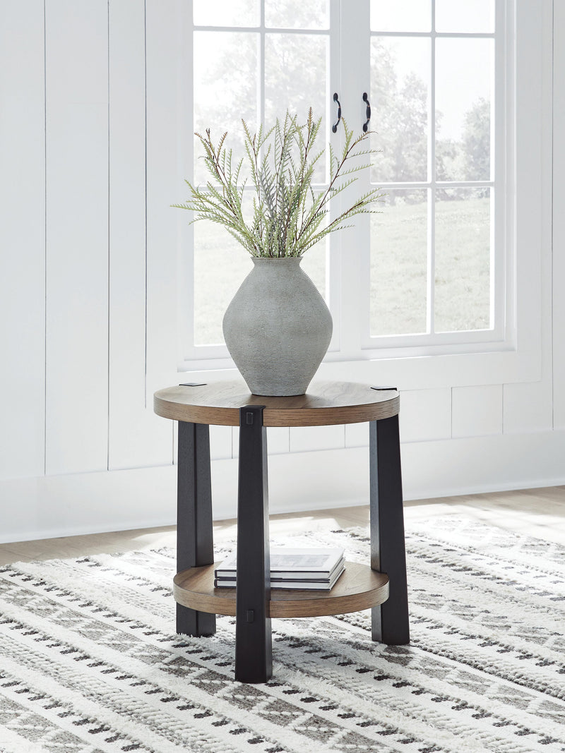 Ridgester Light Brown/Black End Table - T518-6