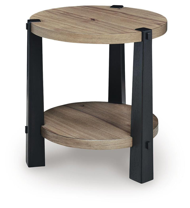 Ridgester Light Brown/Black End Table - T518-6