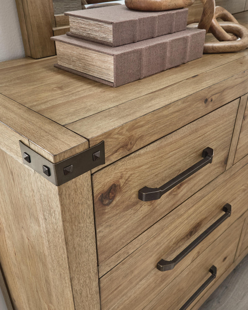 Ridgester Light Brown Dresser and Mirror - B858B1