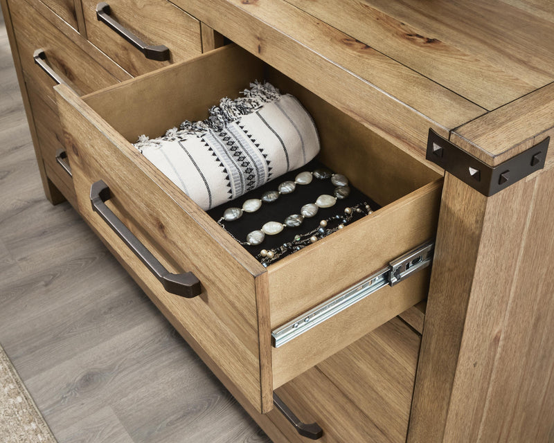 Ridgester Light Brown Dresser and Mirror - B858B1