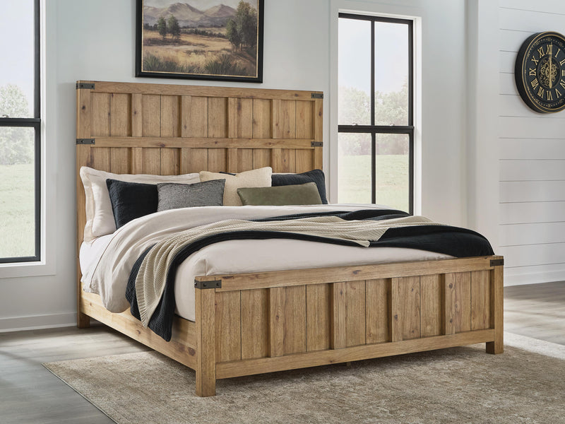 Ridgester Light Brown King Panel Bed - B858B6