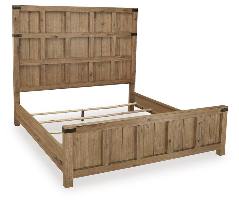 Ridgester Light Brown King Panel Bed - B858B6