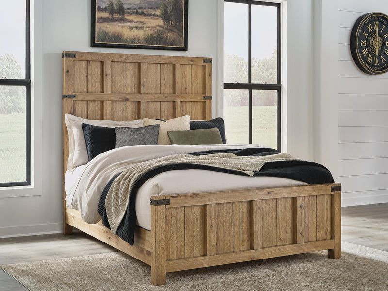 Ridgester Light Brown Queen Panel Bed - B858B2