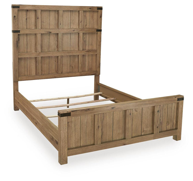 Ridgester Light Brown Queen Panel Bed - B858B2