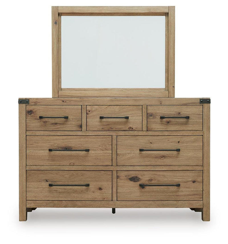 Ridgester Queen Panel Bed, Dresser and Mirror - B858B3