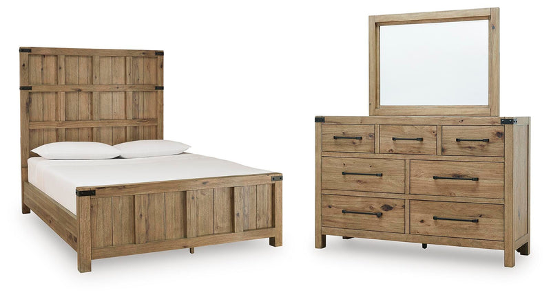 Ridgester Queen Panel Bed, Dresser and Mirror - B858B3
