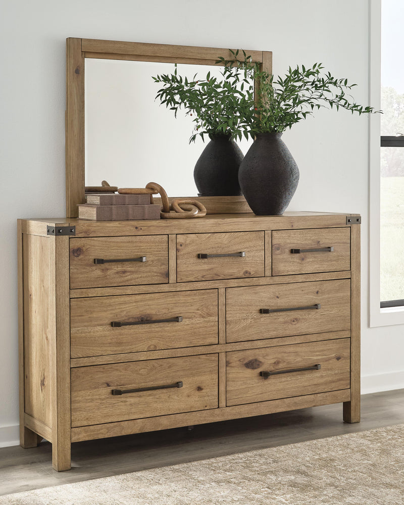 Ridgester Queen Panel Bed, Dresser and Mirror - B858B3