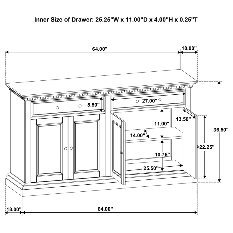 Ridgewell 2-drawer 4-door Dining Server Dark Oak - 104605