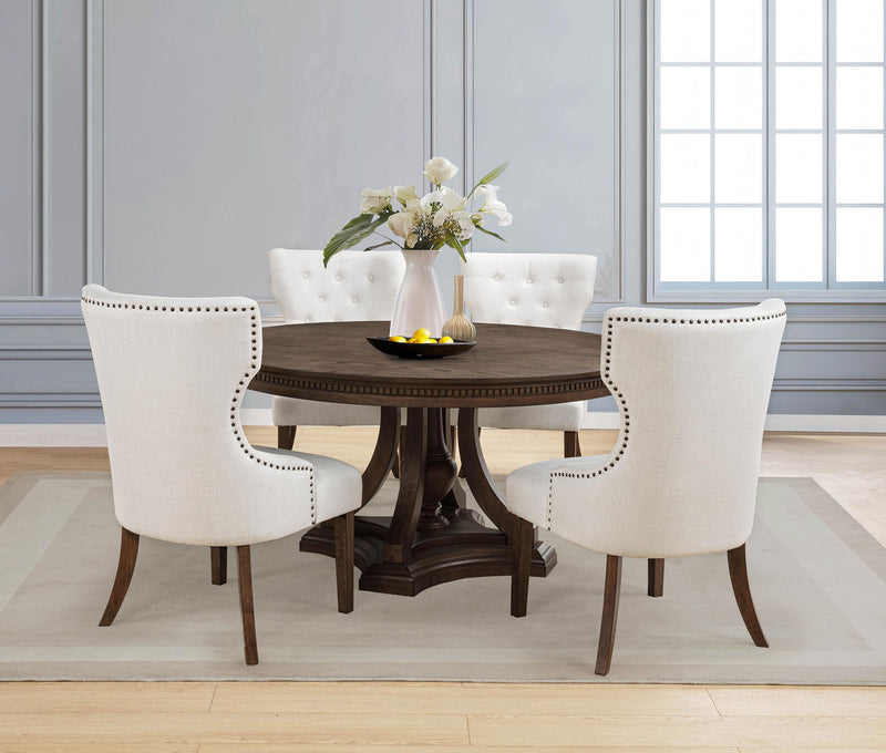Ridgewell 5-piece Round Pedestal Dining Set Dark Oak - 104600-S5