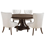 Ridgewell 5-piece Round Pedestal Dining Set Dark Oak - 104600-S5