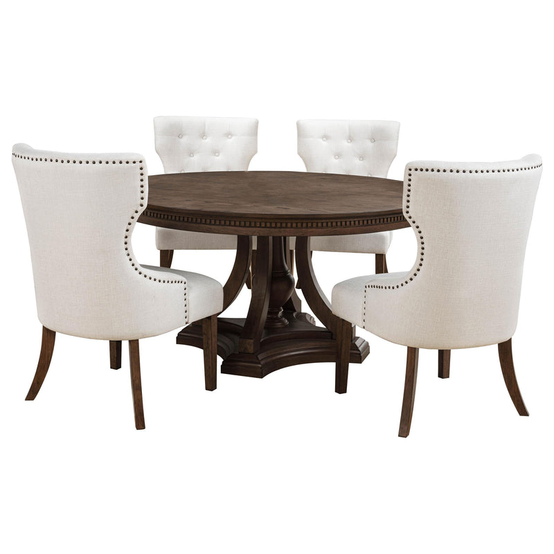 Ridgewell 5-piece Round Pedestal Dining Set Dark Oak - 104600-S5