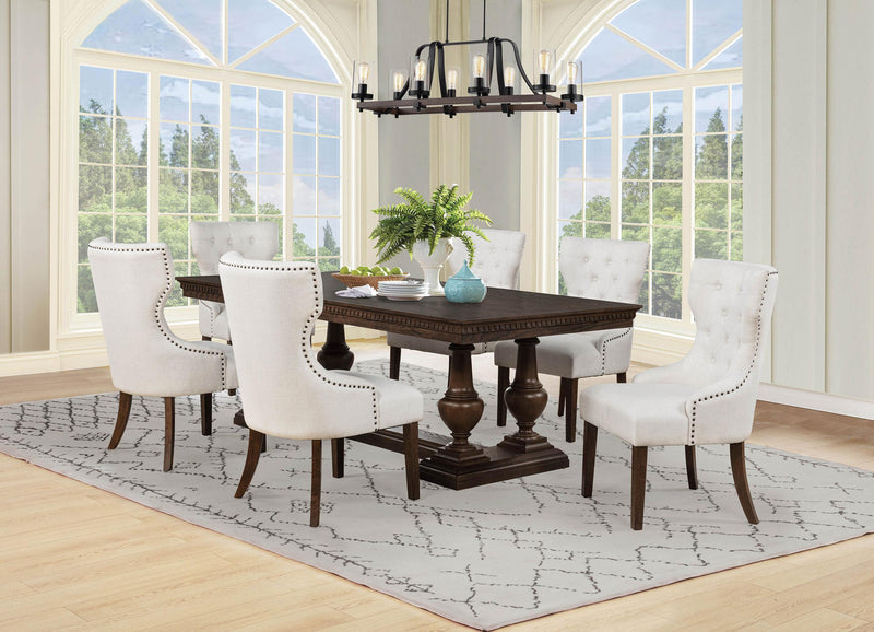 Ridgewell 7-piece Rectangular Trestle Dining Set Dark Oak - 104601-S7