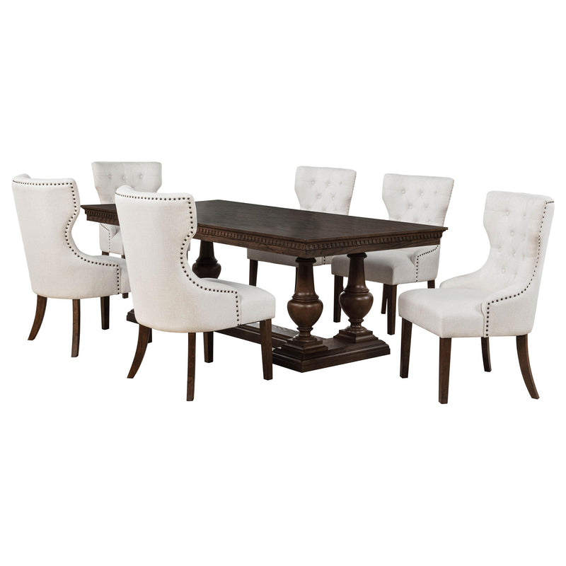 Ridgewell 7-piece Rectangular Trestle Dining Set Dark Oak - 104601-S7