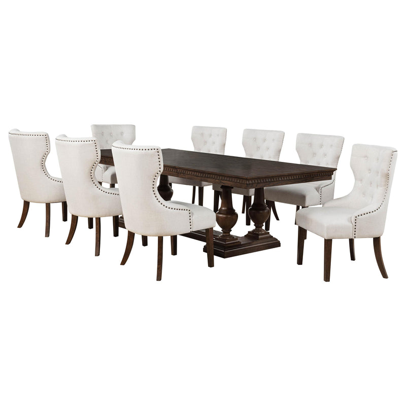 Ridgewell 9-piece Rectangular Trestle Dining Set Dark Oak - 104601-S9