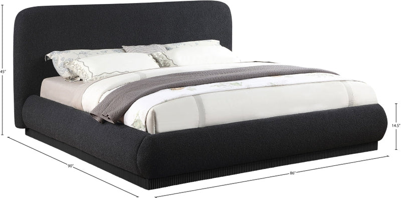 Rigby Boucle Fabric King Bed Black - Gate FurnitureKing Bed