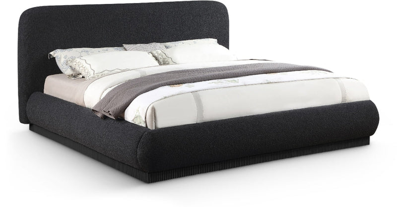 Rigby Boucle Fabric King Bed Black - Gate FurnitureKing Bed