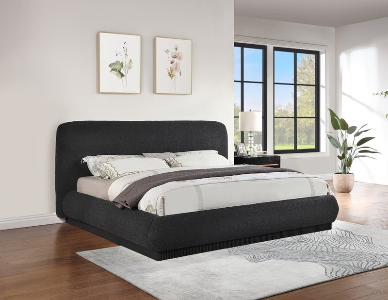 Rigby Boucle Fabric King Bed Black - Gate FurnitureKing Bed