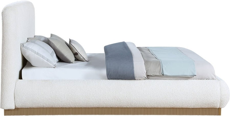 Rigby Boucle Fabric King Bed Cream - Gate FurnitureKing Bed