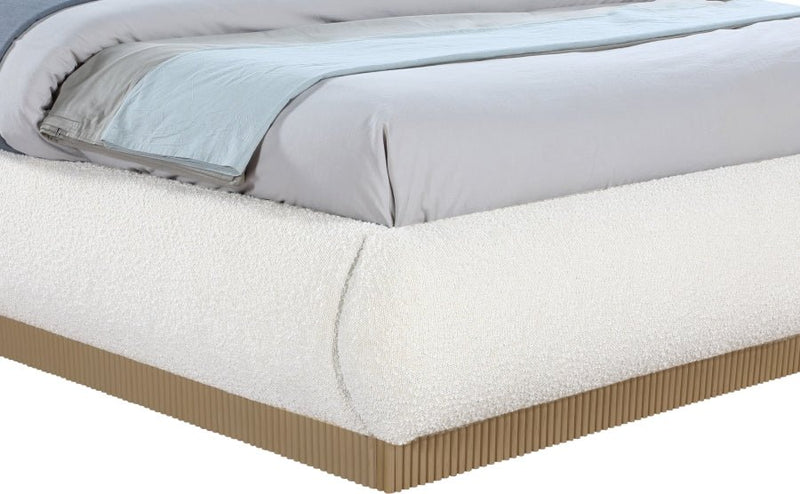 Rigby Boucle Fabric King Bed Cream - Gate FurnitureKing Bed