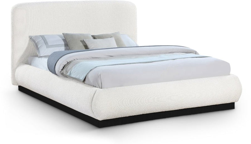 Rigby Boucle Fabric King Bed Cream - Gate FurnitureKing Bed