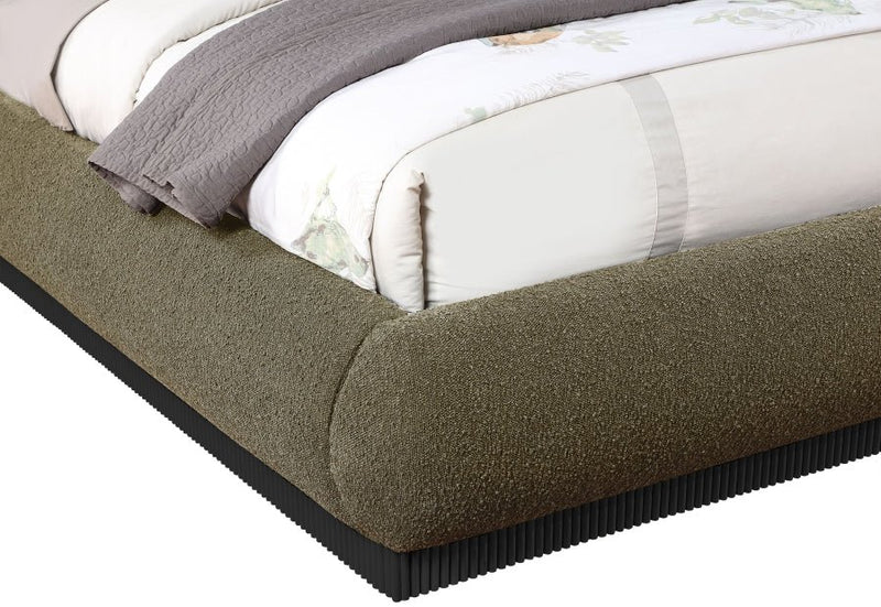 Rigby Boucle Fabric King Bed Olive - Gate FurnitureKing Bed