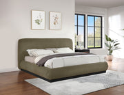 Rigby Boucle Fabric King Bed Olive - Gate FurnitureKing Bed
