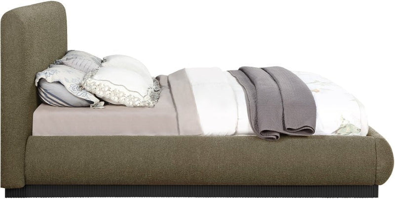 Rigby Boucle Fabric King Bed Olive - Gate FurnitureKing Bed