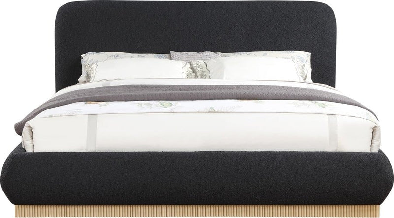 Rigby Boucle Fabric Queen Bed Black - Gate FurnitureQueen Bed