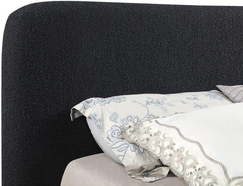Rigby Boucle Fabric Queen Bed Black - Gate FurnitureQueen Bed